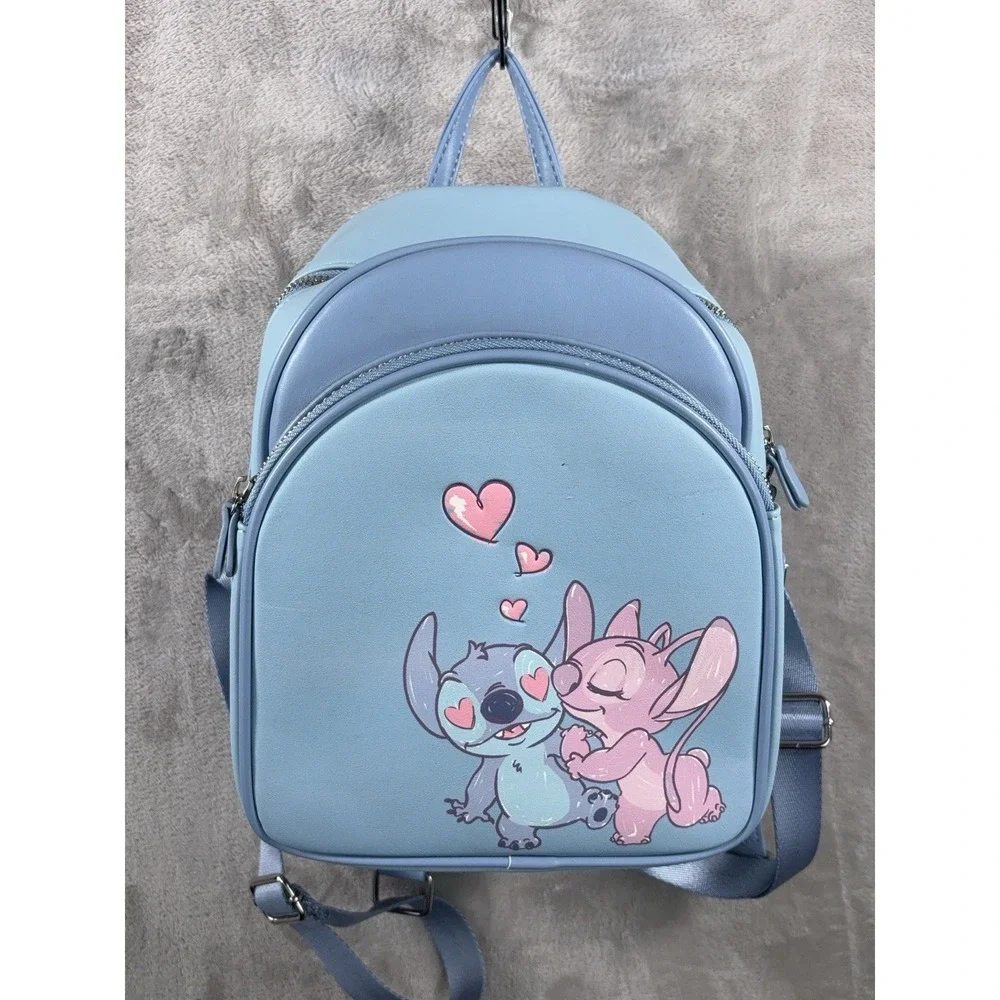 Loungefly Disney Lilo & Stitch Stitch Angel Couple Mini Backpack Hearts Blue